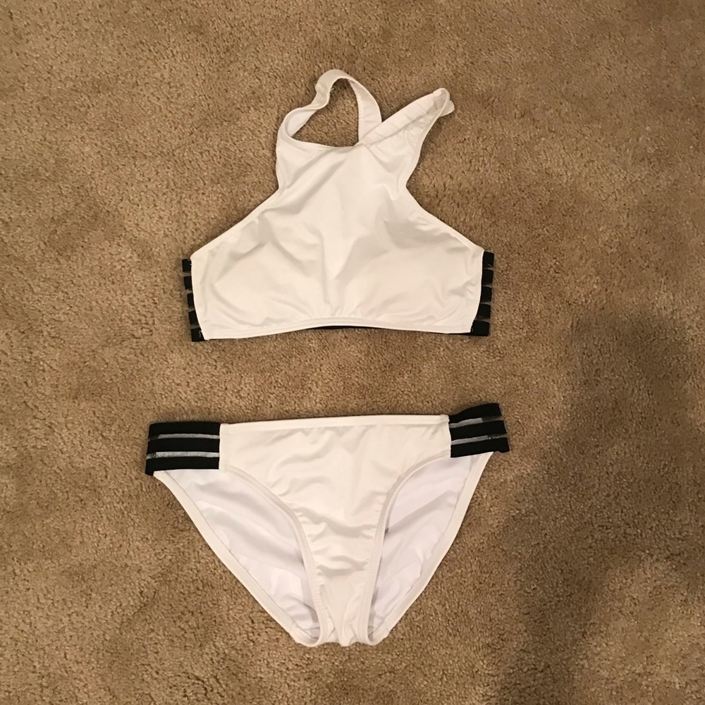 White bikini with black accents